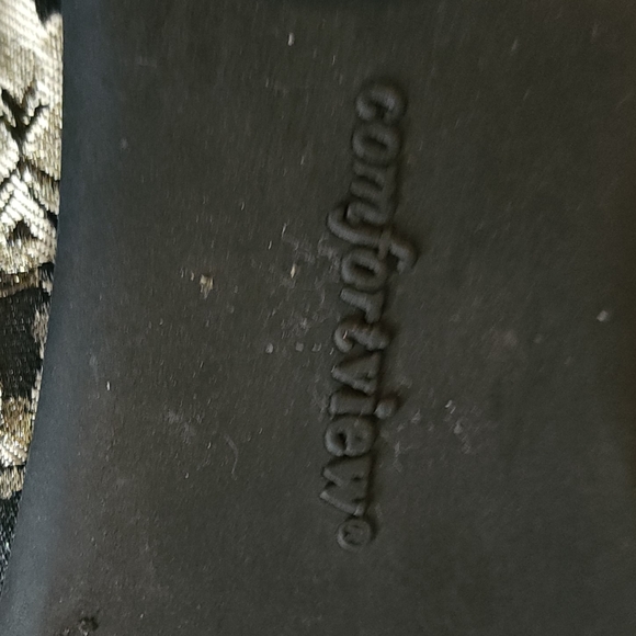 Comfort View Elegant Gold Patterned Flat Women's Shoes 12W - Picture 7 of 9